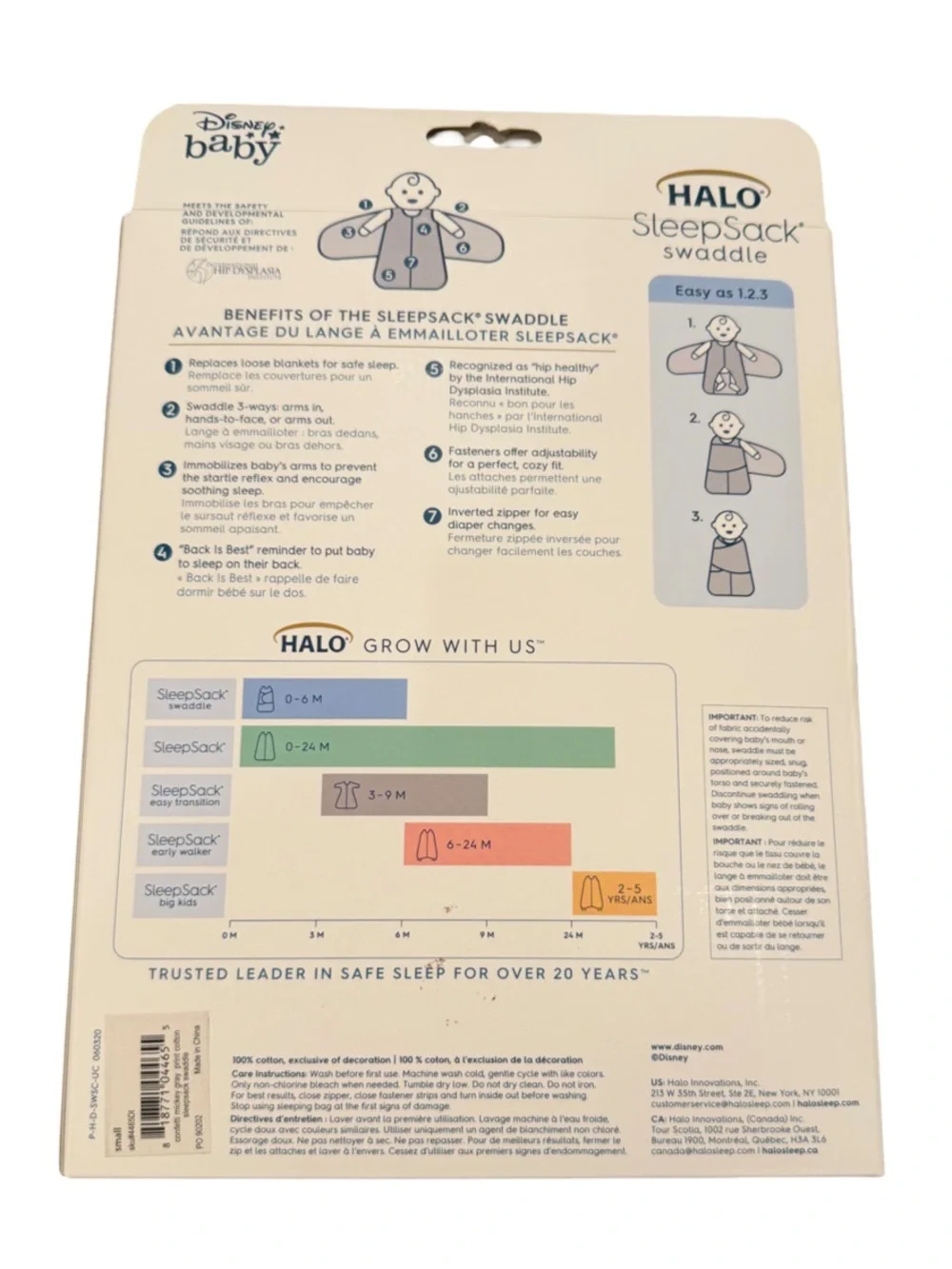 HALO Disney Baby SleepSack Swaddle – Disney Mickey Confetti 3-6 Months